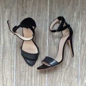 Club Monaco Black Ankle Strap Heels